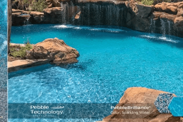 Aqua Falls PebbleBrilliance pool finish — pool view