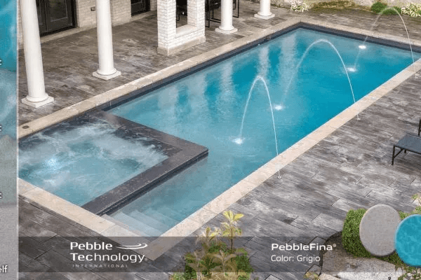 Grigio PebbleFina pool finish — pool view