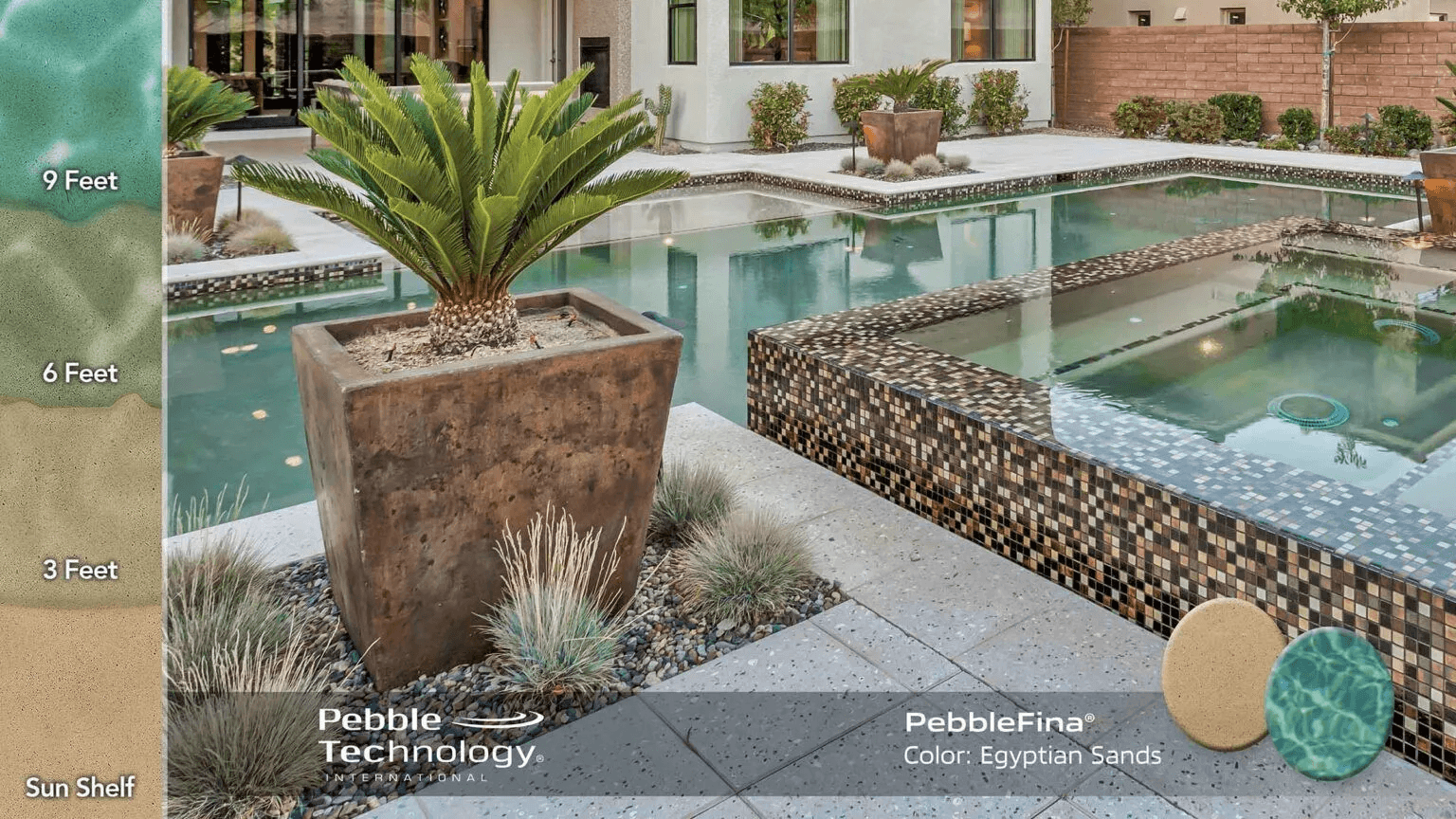 Egyptian Sands PebbleFina pool finish — pool view
