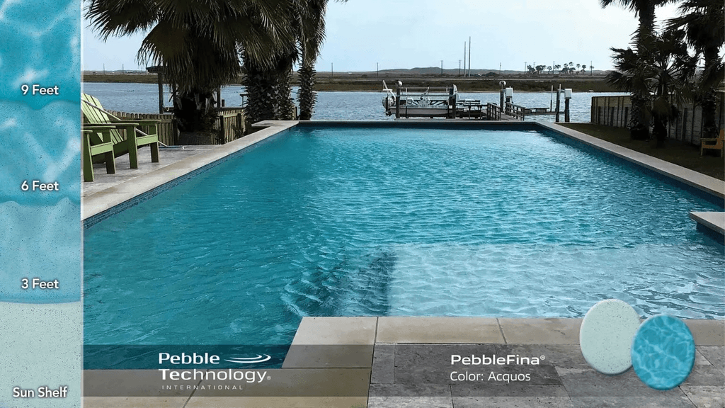 Mediterranean Blue PebbleFina pool finish — pool view