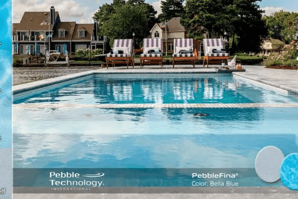 Bella Blue PebbleFina pool finish — pool view