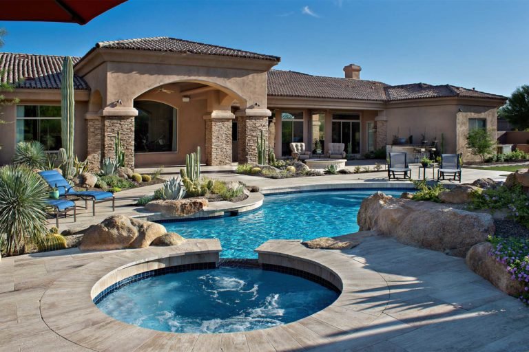Modern pool featuring Sky Blue