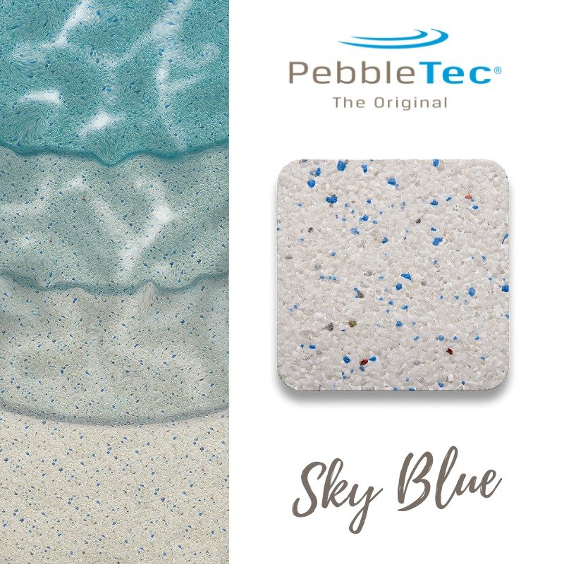 Sky Blue PebbleTec pool finish — pool view