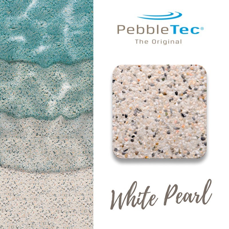 White Pearl PebbleTec pool finish — pool view